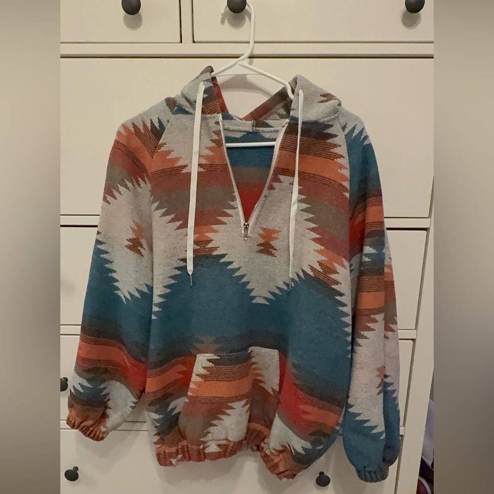 Western 1/2 Zip Hooded Pullover Oversized 
Unisex Small/ Medium like new